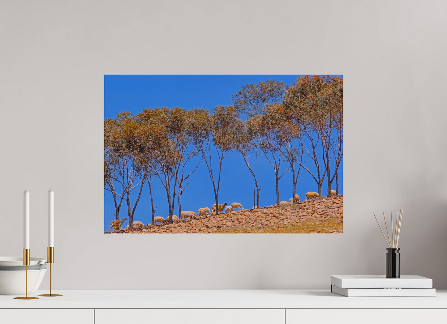 60 x 40 cm, Impression brillante fine art sur alu dibond (prête à être accrochée) Ligne pastorale (Maroc, Atlas)