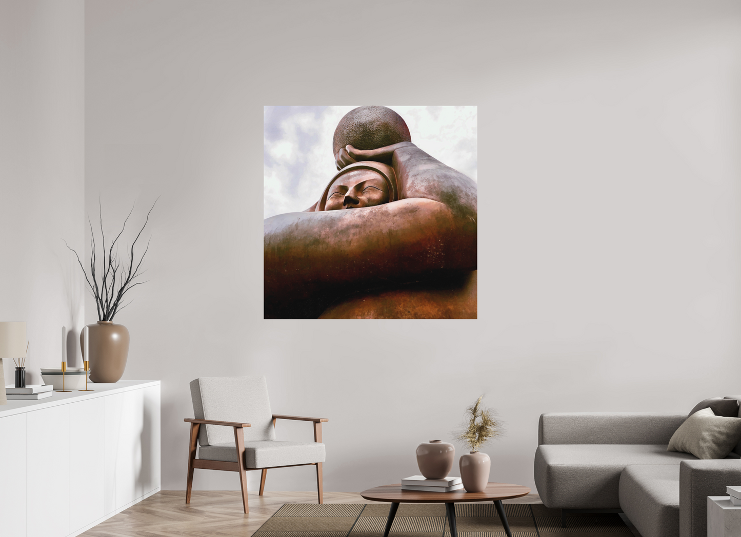 120 x 120 cm, Impression mate fine art sur alu dibond (prête à être accrochée) Maternité primordiale (France, La Baule)