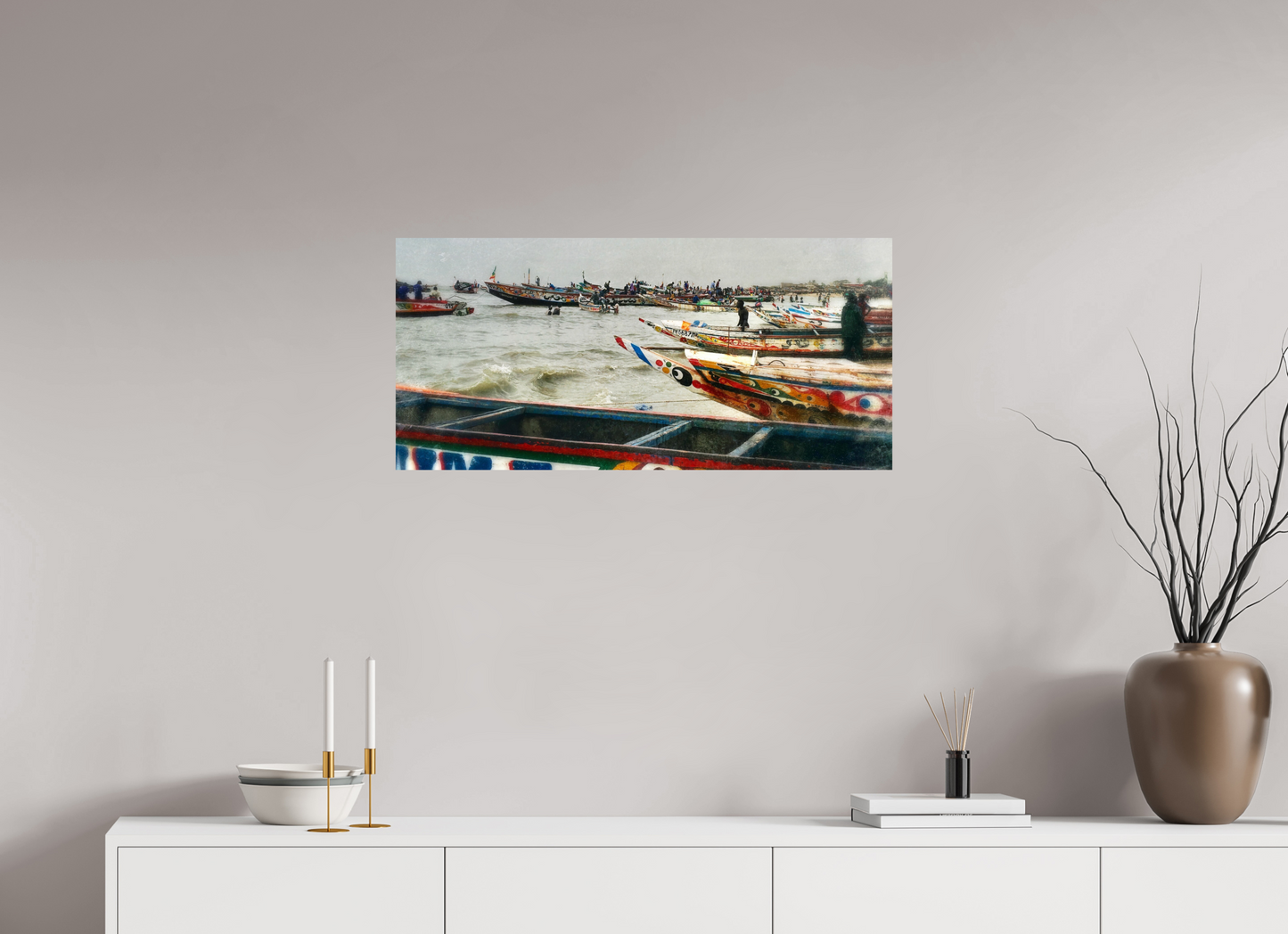 85,6 x 40 cm, Tirage brillant papier Fuji Crystal DP II (à encadrer) Barques d'espoir (Sénégal, MBour)