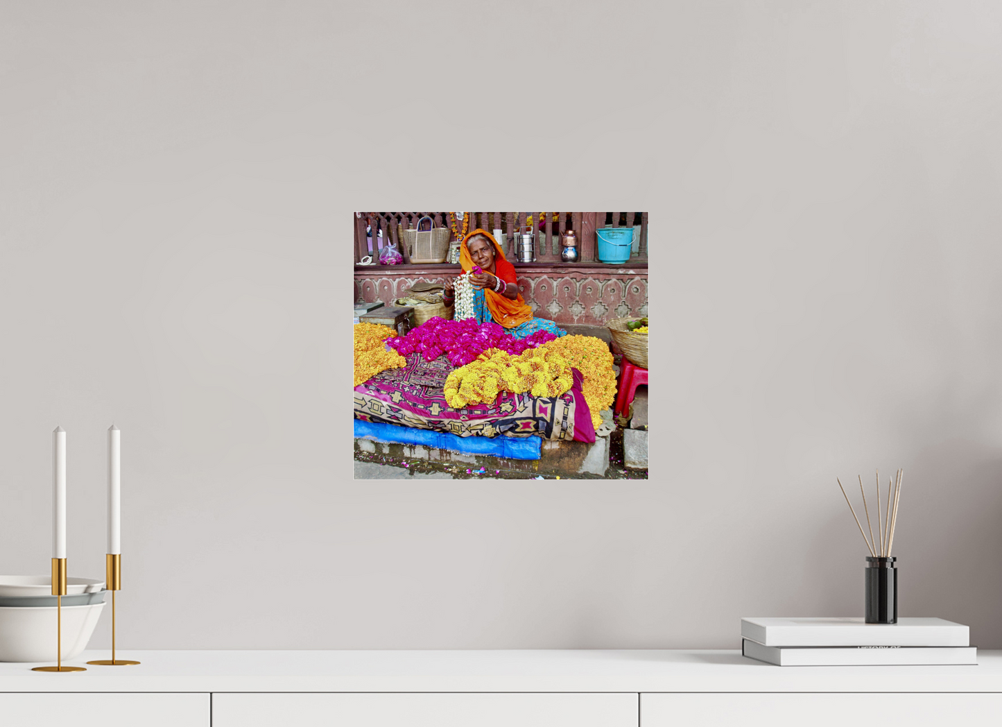 33 x 30 cm, Impression brillante fine art sur alu dibond (prête à être accrochée) Empire fleuri (Inde, Jaipur)