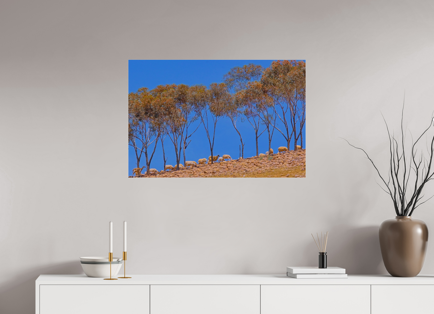 90 x 60 cm, Impression brillante fine art sur alu dibond (prête à être accrochée) Ligne pastorale (Maroc, Atlas)