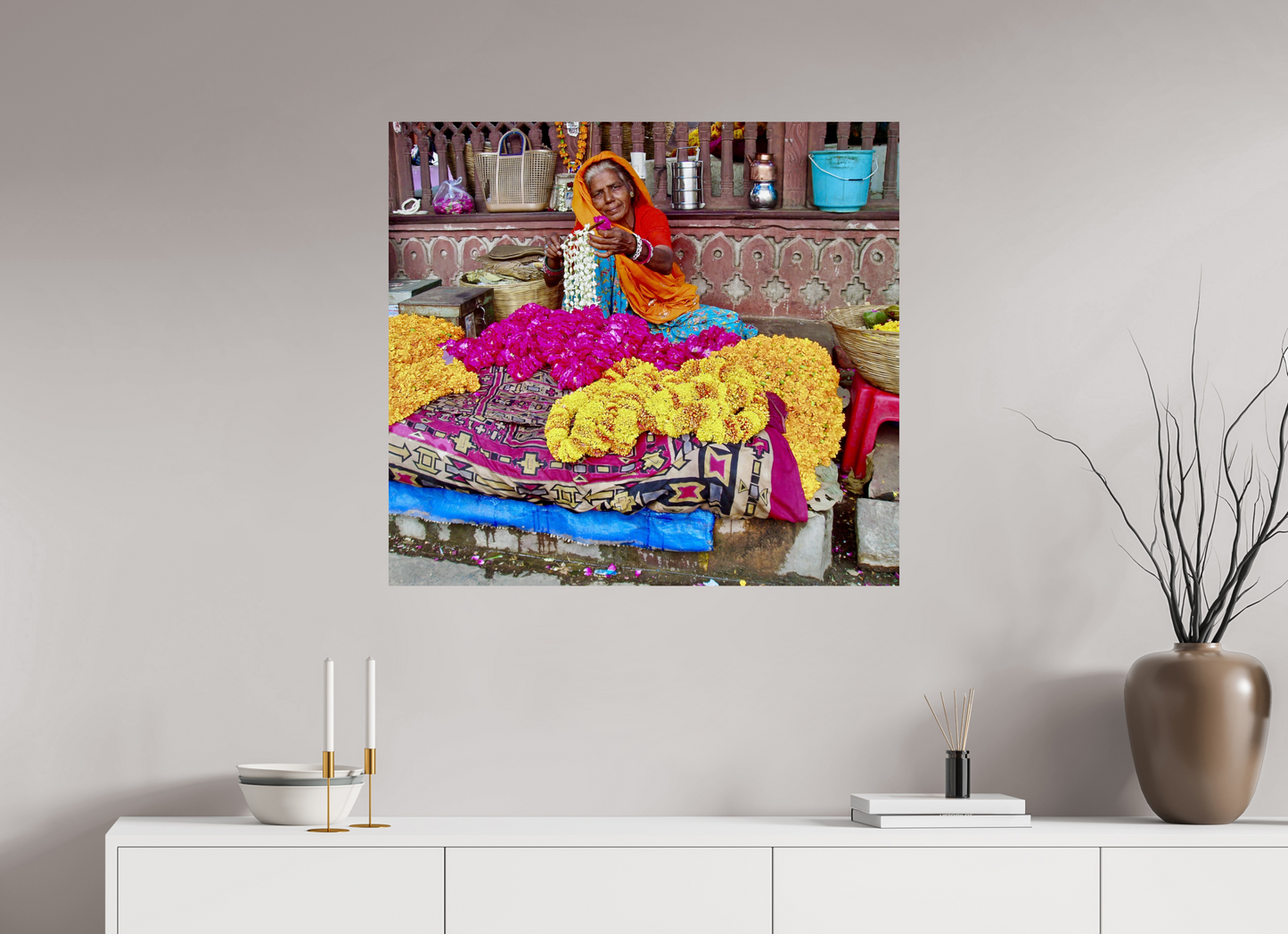 88 x 80 cm, Tirage brillant papier Fuji Crystal DP II (à encadrer) Empire fleuri (Inde, Jaipur)