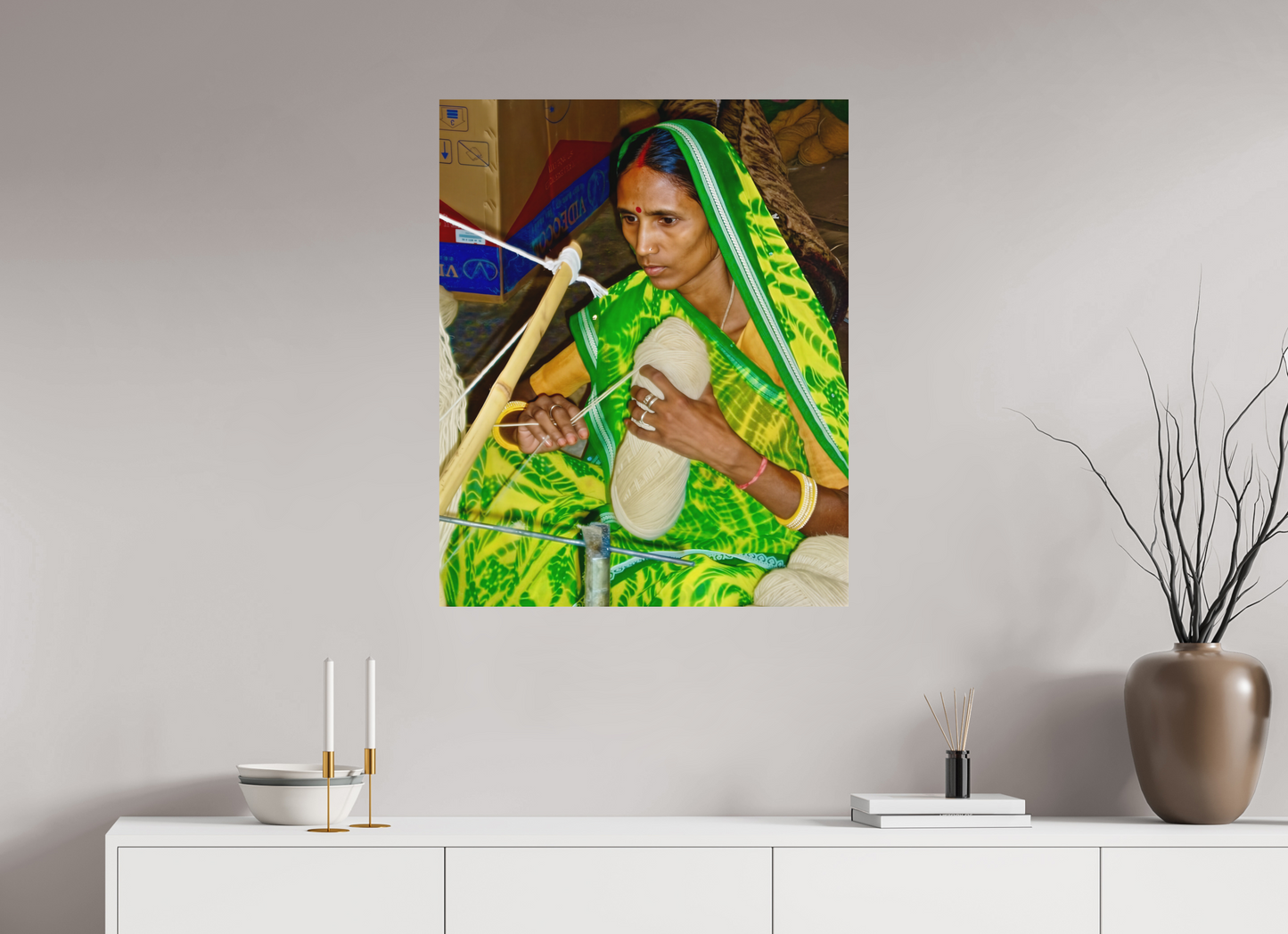 70 x 86,8 cm, Impression mate fine art sur alu dibond (prête à être accrochée) Fil intérieur (Inde, Gujarat)