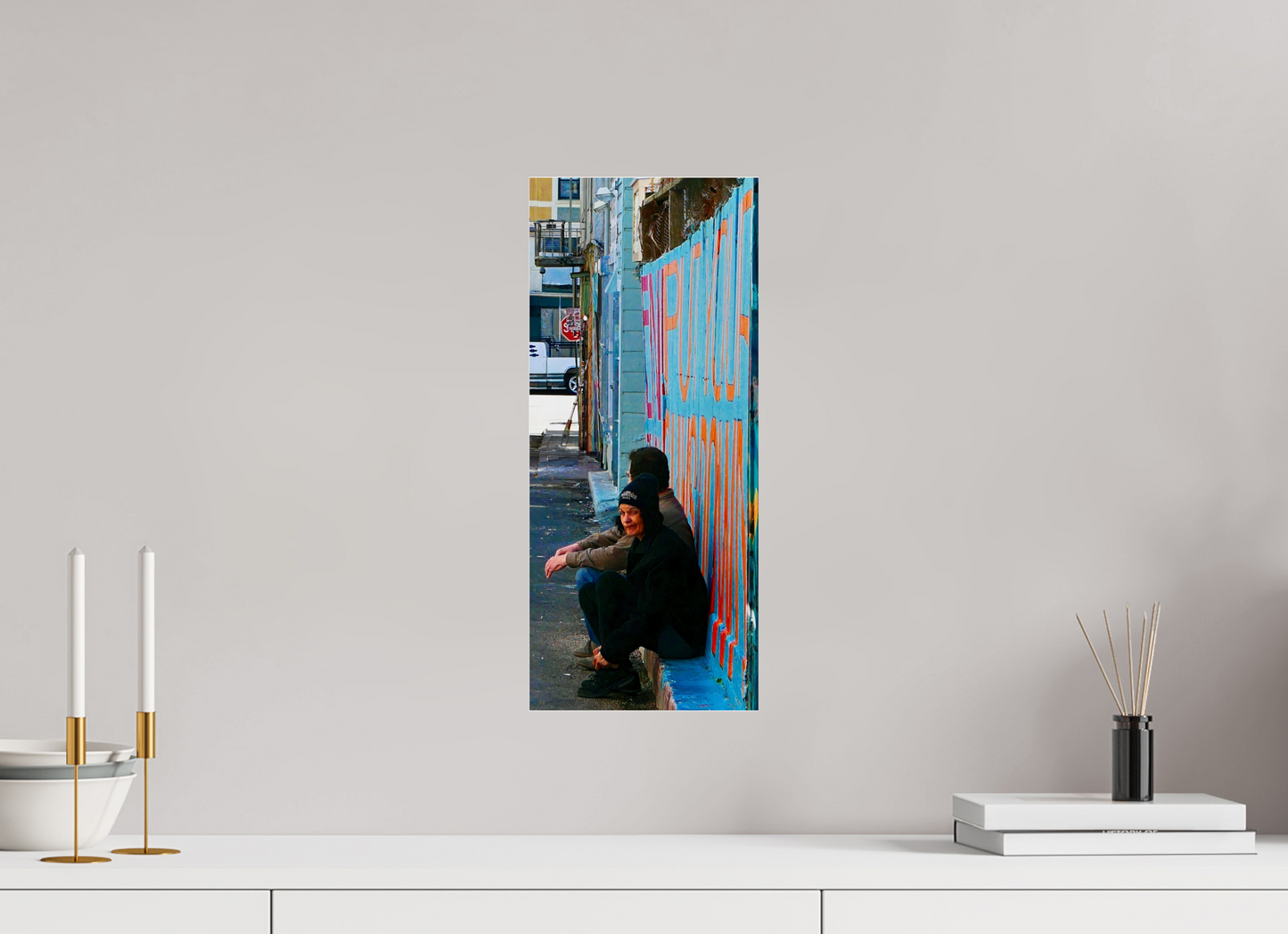 20 x 46,5 cm, Impression brillante fine art sur alu dibond (prête à être accrochée) Backstreet Chronicles (Etats-Unis, San Fransisco)