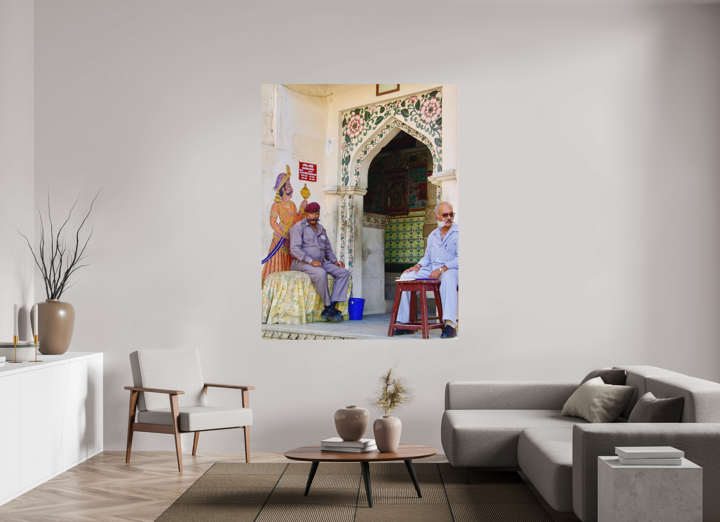 140 x 181,9 cm, Impression mate fine art sur alu dibond (prête à être accrochée) Postures (Inde, Udaipur)