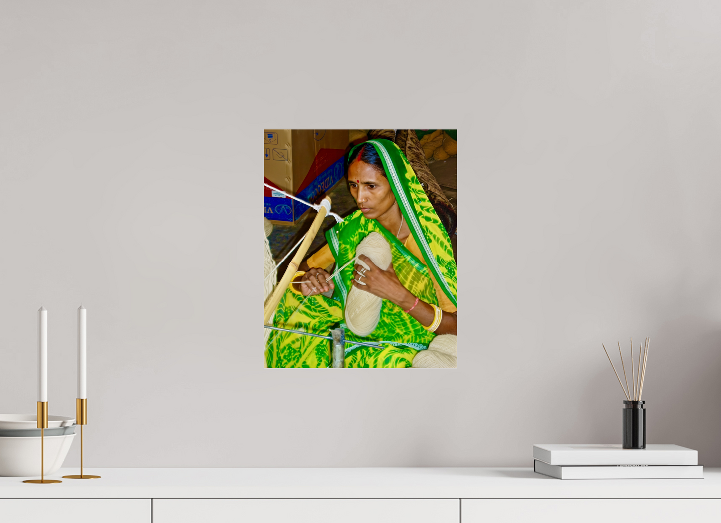 30 x 37,2 cm, Impression brillante fine art sur alu dibond (prête à être accrochée) Fil intérieur (Inde, Gujarat)