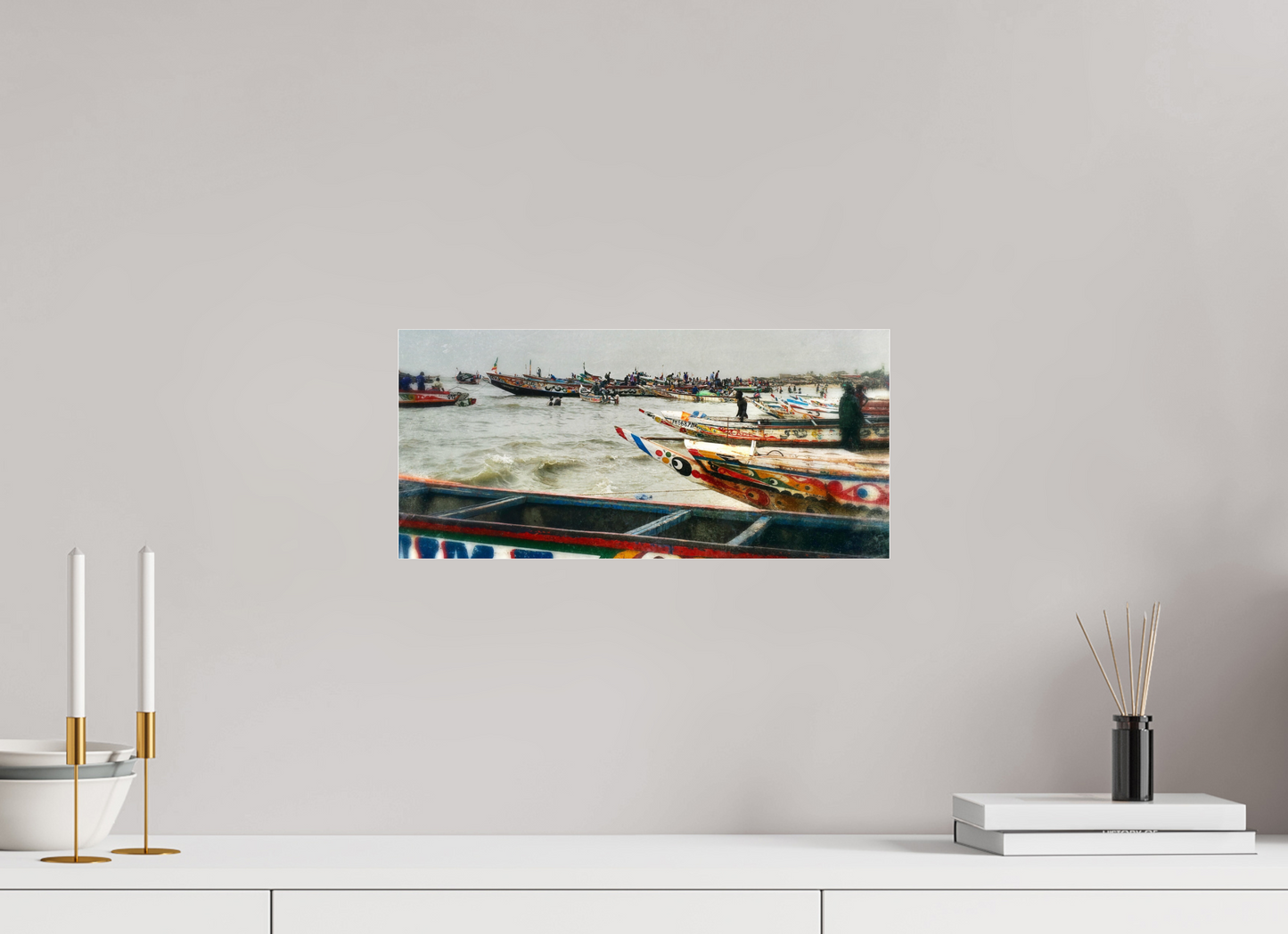 42,8 x 20 cm, Impression brillante fine art sur alu dibond (prête à être accrochée) Barques d'espoir (Sénégal, MBour)