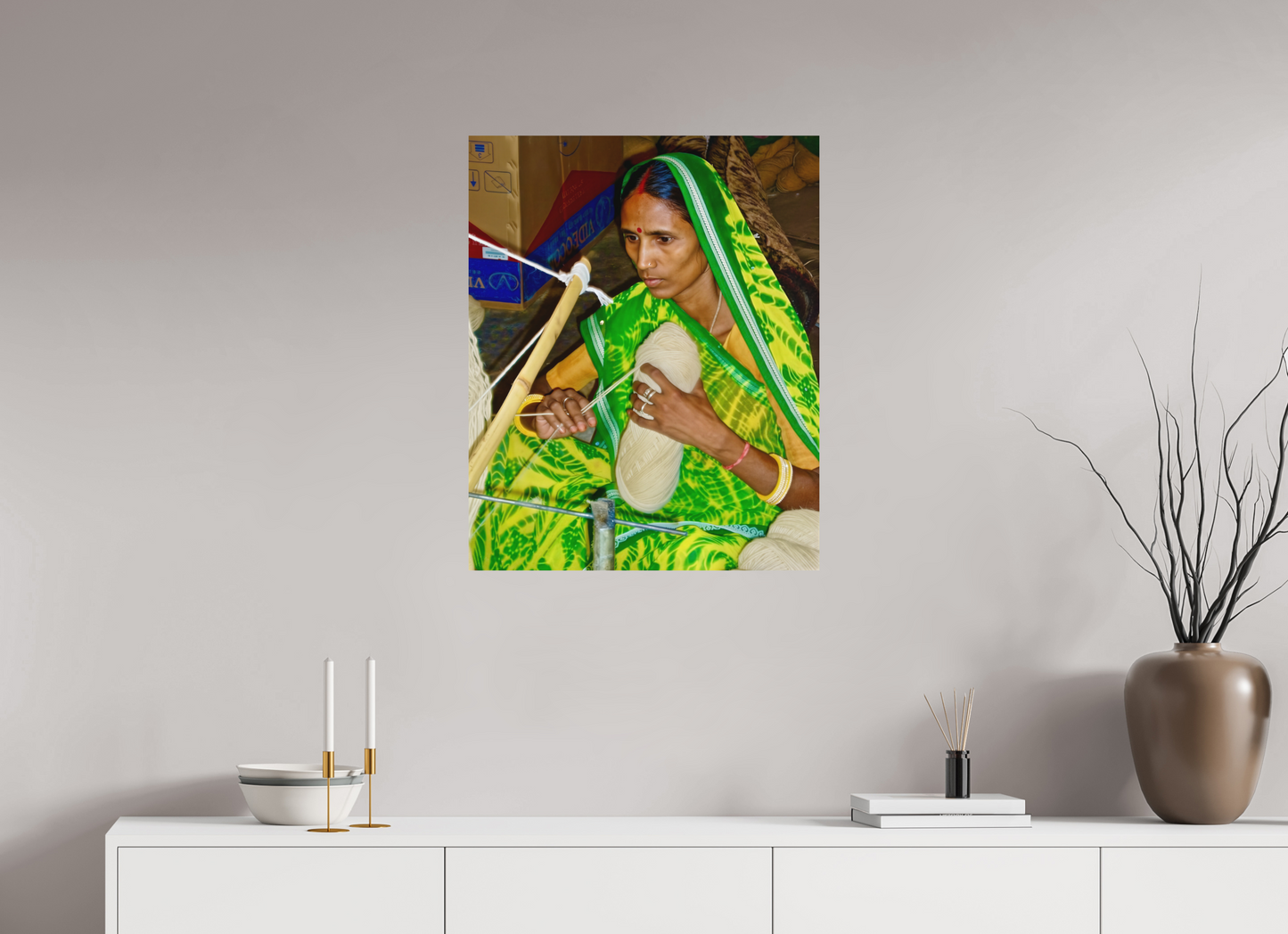 60 x 74,4 cm, Impression mate fine art sur alu dibond (prête à être accrochée) Fil intérieur (Inde, Gujarat)