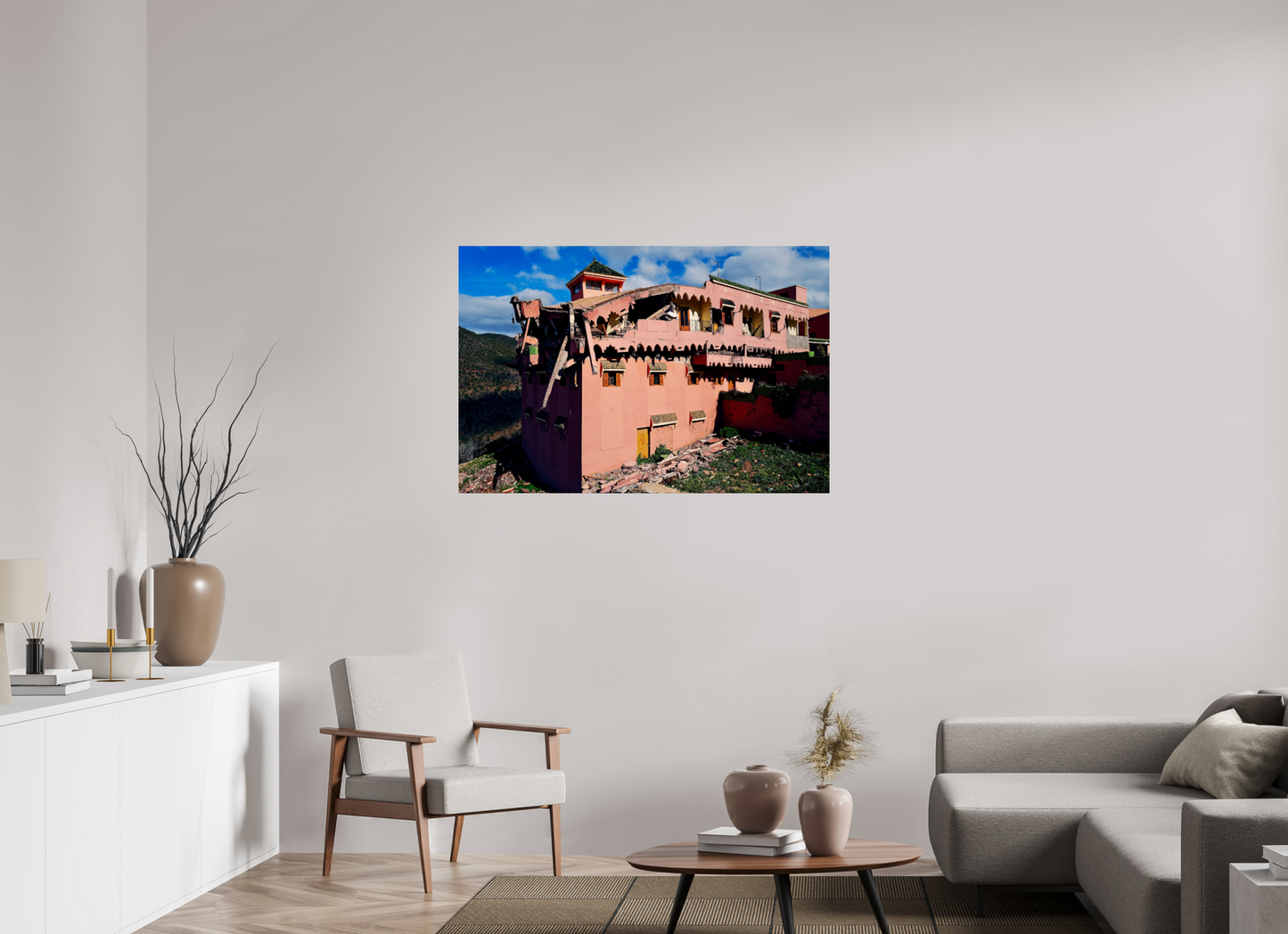 120 x 80 cm, Impression brillante fine art sur alu dibond (prête à être accrochée) Earthquake (Maroc, Atlas)