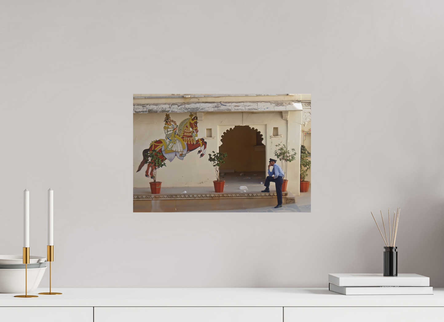 45 x 30 cm, Impression mate fine art sur alu dibond (prête à être accrochée) Garde montée (Inde, Udaipur)