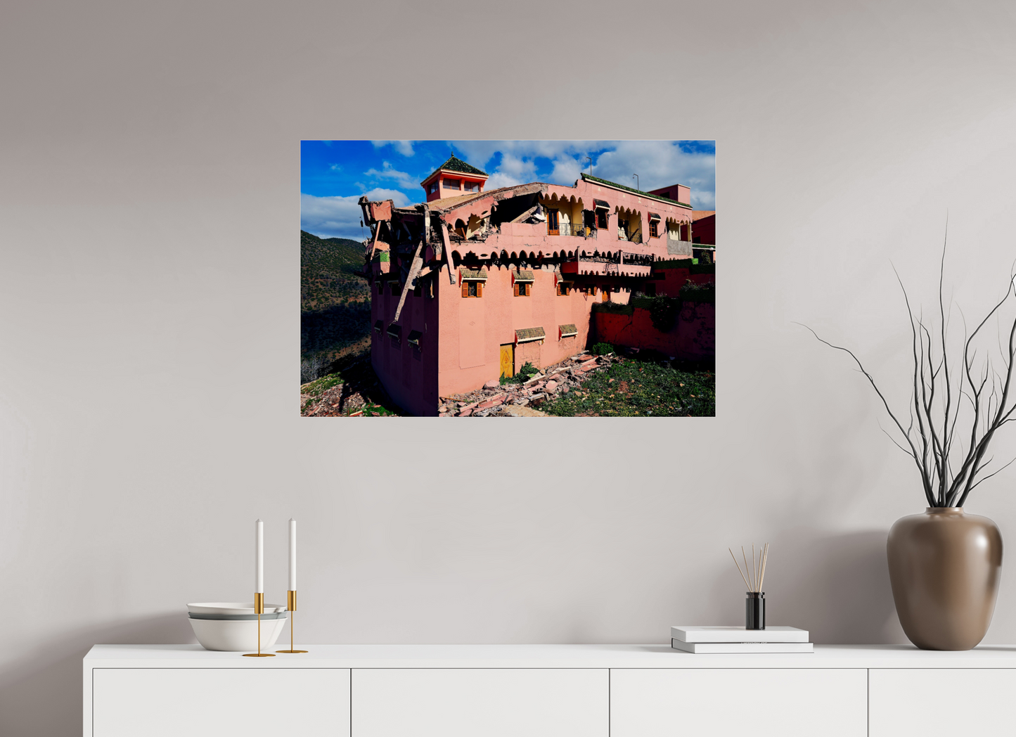 90 x 60 cm, Impression brillante fine art sur alu dibond (prête à être accrochée) Earthquake (Maroc, Atlas)