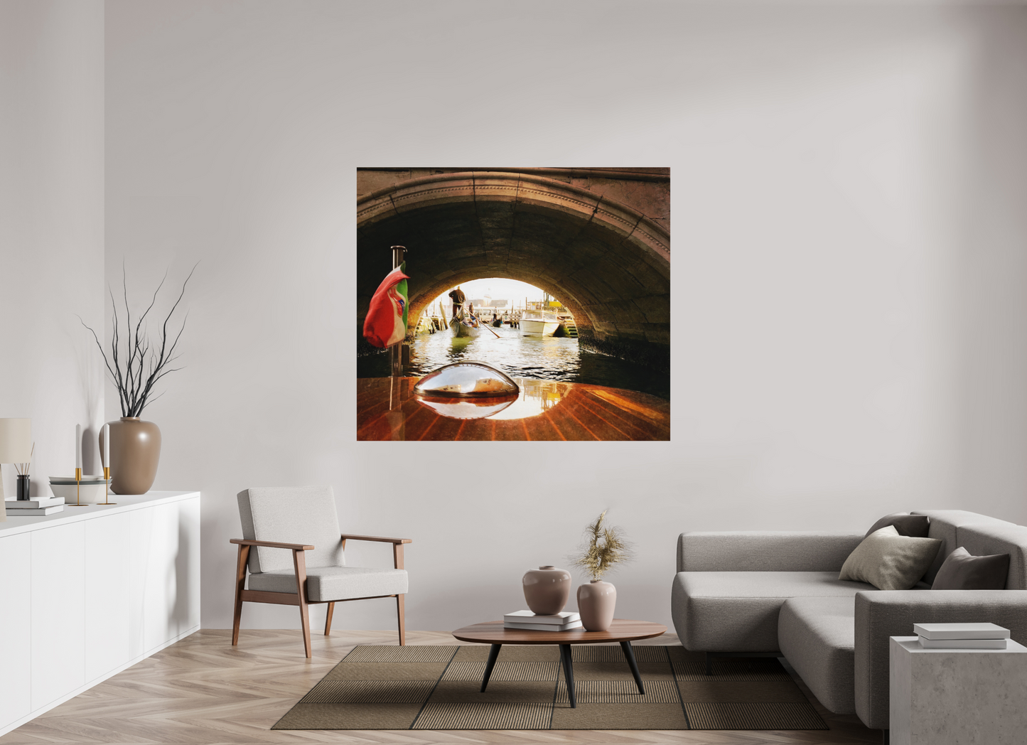 160,4 x 140 cm, Impression mate fine art sur alu dibond (prête à être accrochée) Échappée belle (Italie, Venise)