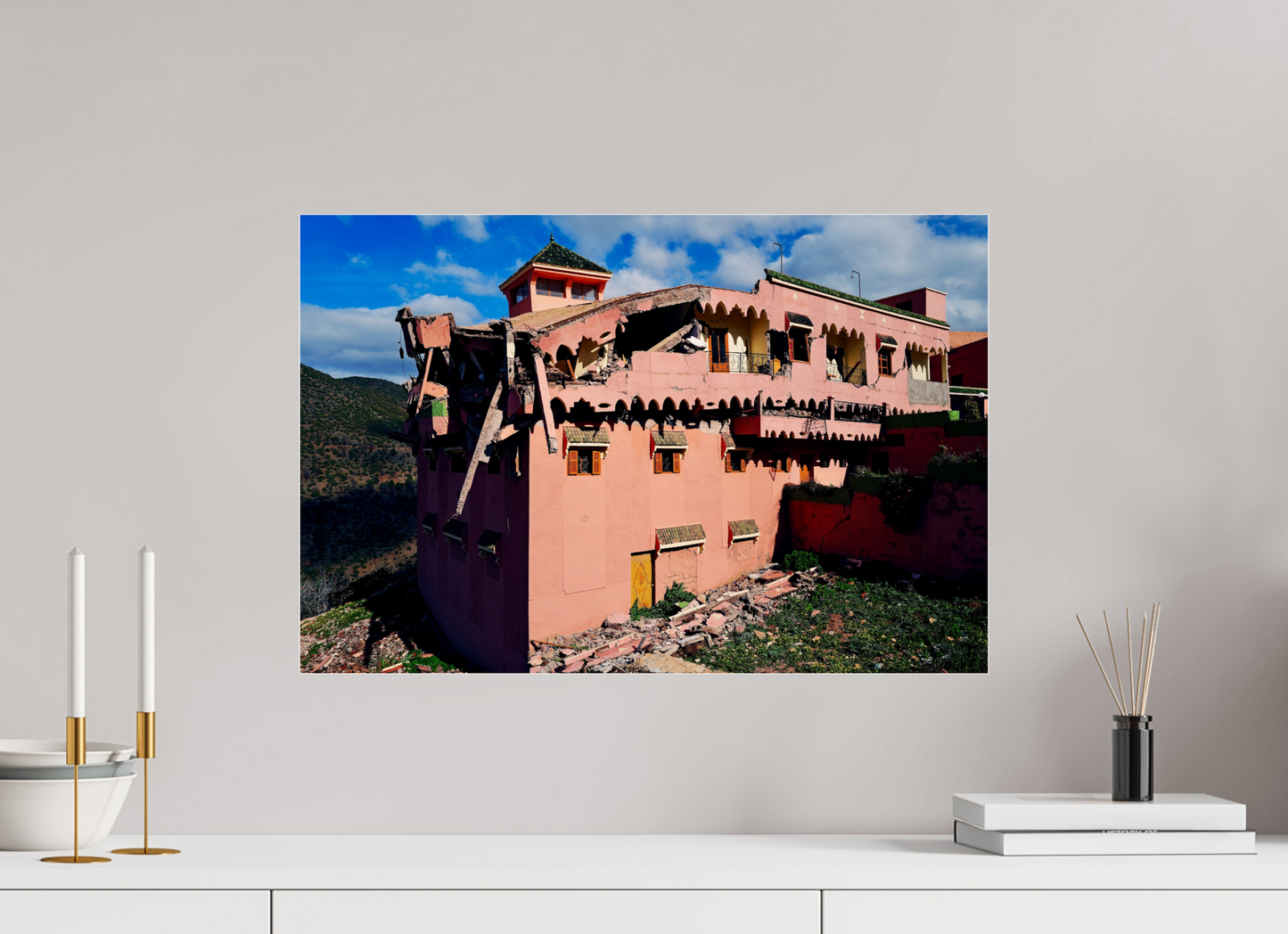 60 x 40 cm, Impression brillante fine art sur alu dibond (prête à être accrochée) Earthquake (Maroc, Atlas)