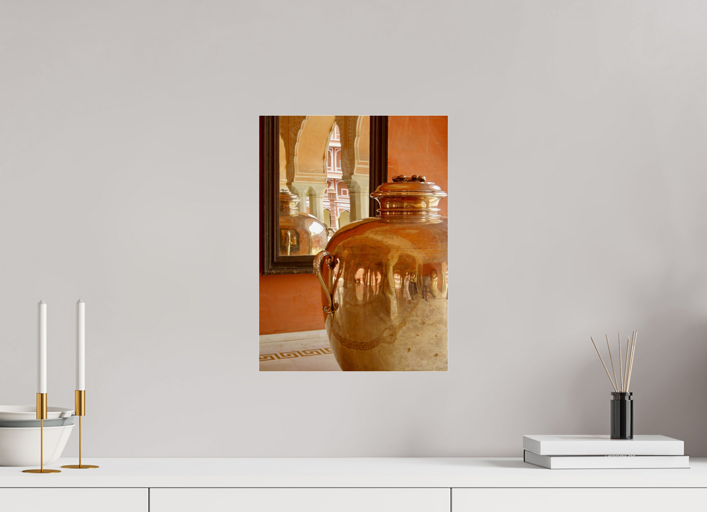 30 x 40,7 cm, Impression brillante fine art sur alu dibond (prête à être accrochée) Miroir d’empire (Inde, Jaipur)