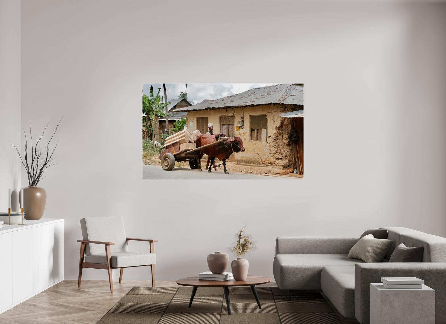 185,2 x 110 cm, Impression brillante fine art sur alu dibond (prête à être accrochée) Faithful Zebu (Tanzanie, Zanzibar).jpg