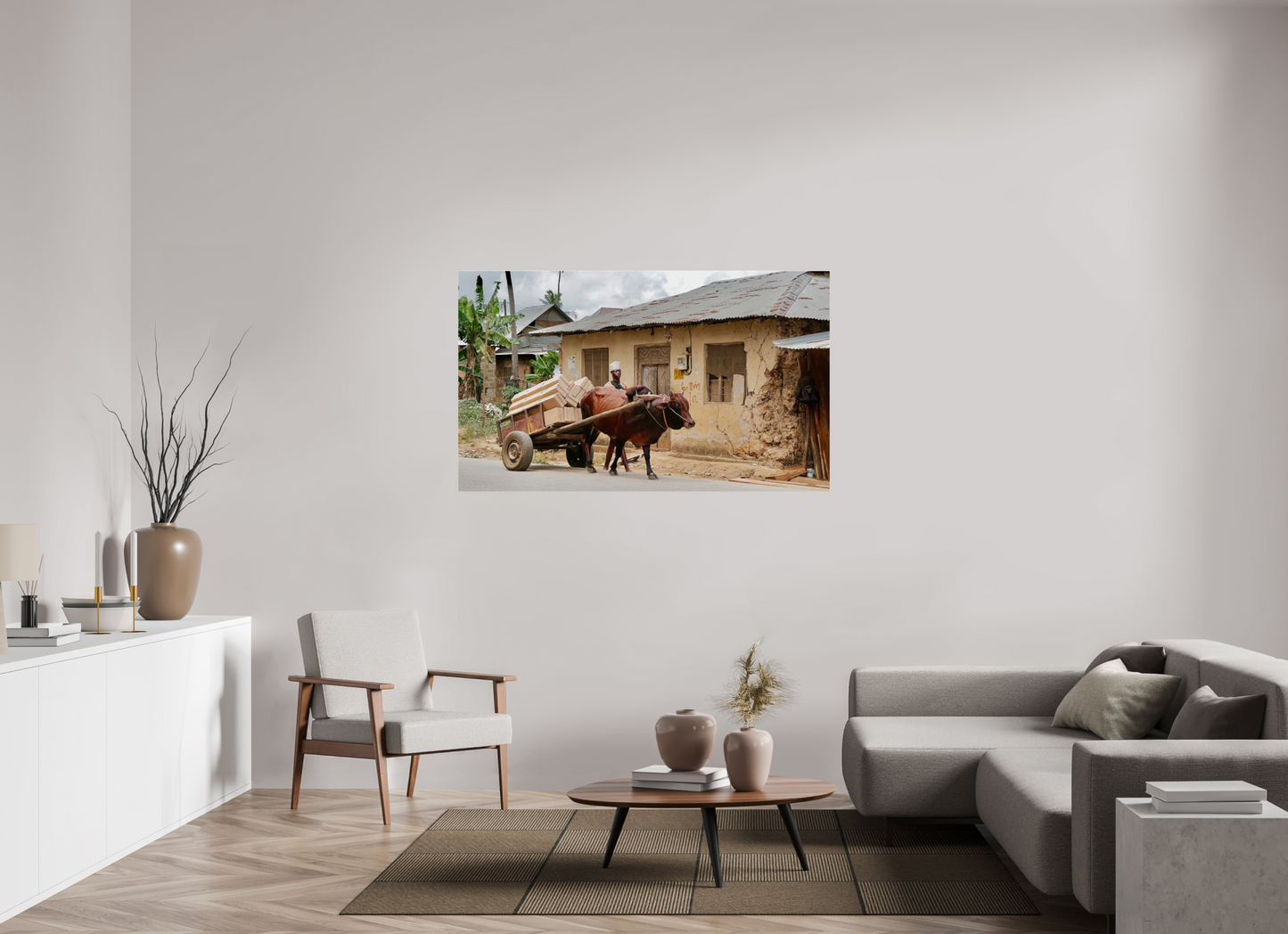 151,6 x 90 cm, Impression brillante fine art sur alu dibond (prête à être accrochée) Faithful Zebu (Tanzanie, Zanzibar).jpg