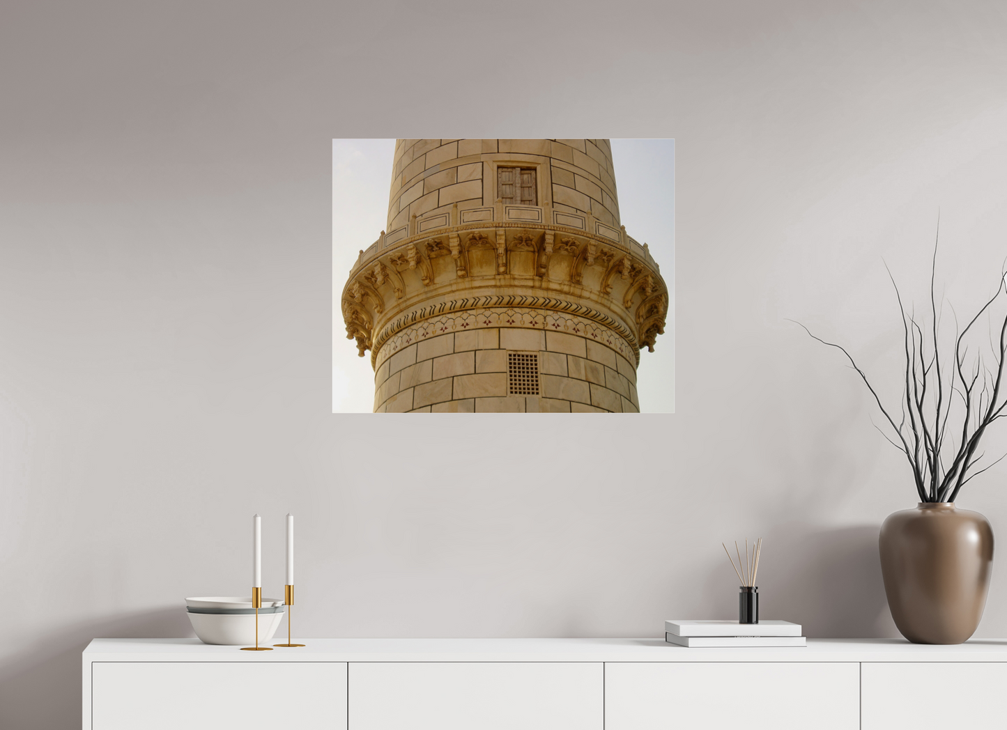 74,8 x 60 cm, Impression brillante fine art sur alu dibond (prête à être accrochée) Pietra dura (Inde, Agra)