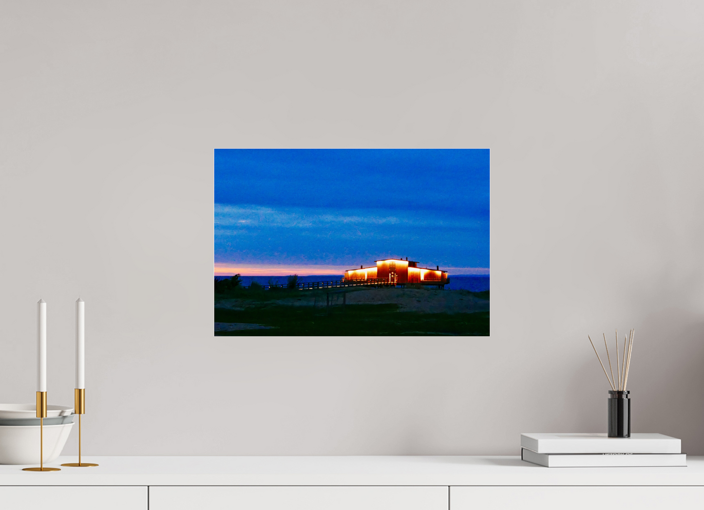 44 x 30 cm, Impression brillante fine art sur alu dibond (prête à être accrochée) Lisière humaine (Suède,Båstad)