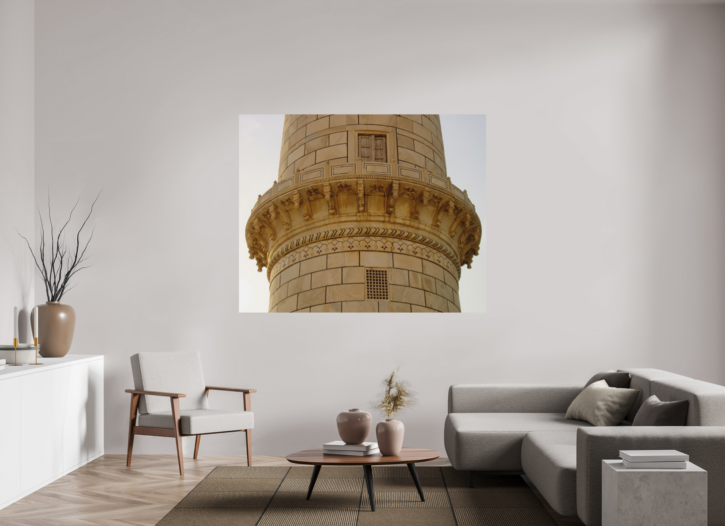 174,6 x 140 cm, Impression mate fine art sur alu dibond (prête à être accrochée) Pietra dura (Inde, Agra)