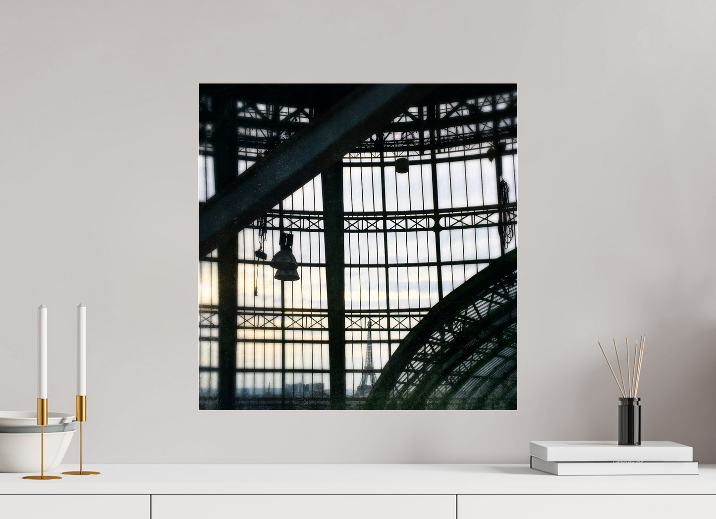 50 x 51,3 cm, Impression brillante fine art sur alu dibond (prête à être accrochée) City in Transparency (France, Paris)