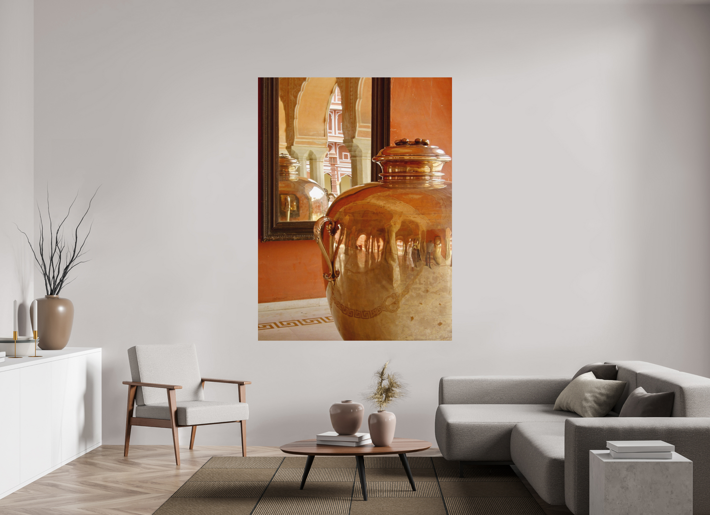 140 x 190 cm, Impression mate fine art sur alu dibond (prête à être accrochée) Miroir d’empire (Inde, Jaipur)