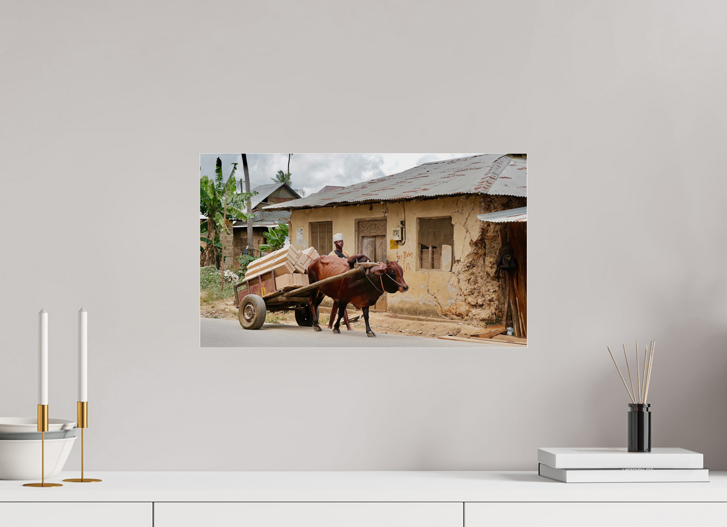 50,5 x 30 cm, Impression brillante fine art sur alu dibond (prête à être accrochée) Faithful Zebu (Tanzanie, Zanzibar).jpg