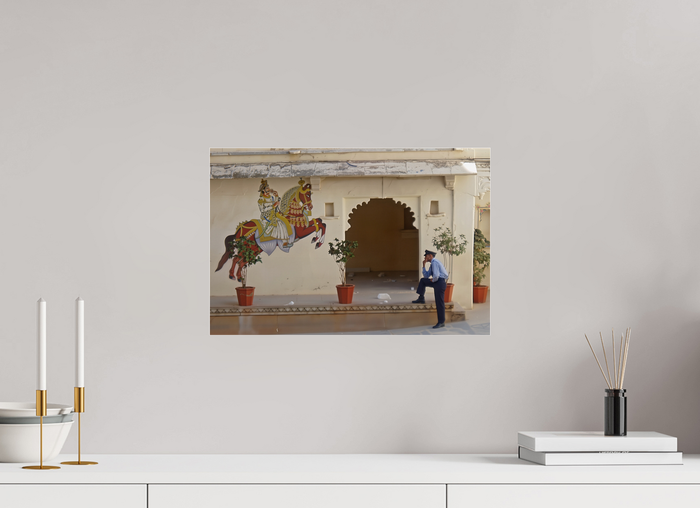 45 x 30 cm, Impression brillante fine art sur alu dibond (prête à être accrochée) Garde montée (Inde, Udaipur)