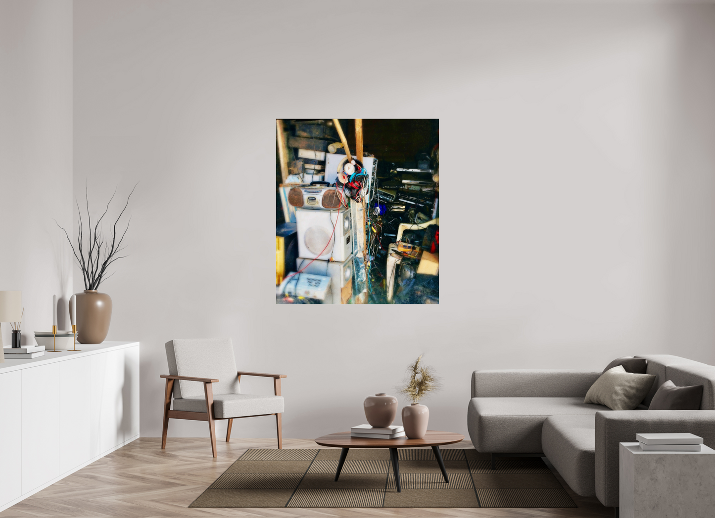 120 x 136,5 cm, Impression brillante fine art sur alu dibond (prête à être accrochée) Repair shop (Sénégal, MBour)
