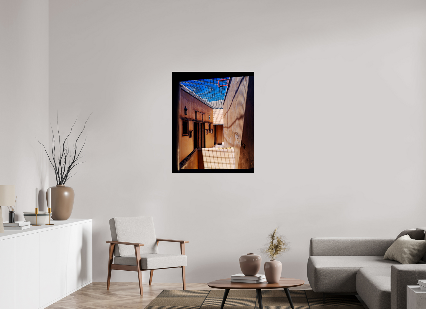 80 x 98,9 cm, Impression brillante fine art sur alu dibond (prête à être accrochée) Lumière captive (Maroc, Fez)