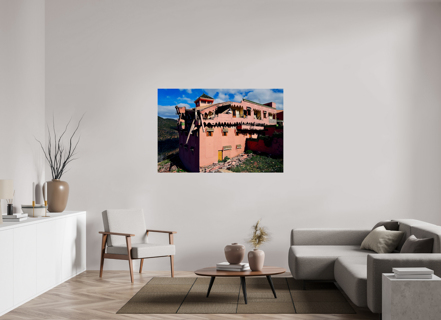 150 x 100 cm, Impression brillante fine art sur alu dibond (prête à être accrochée) Earthquake (Maroc, Atlas)