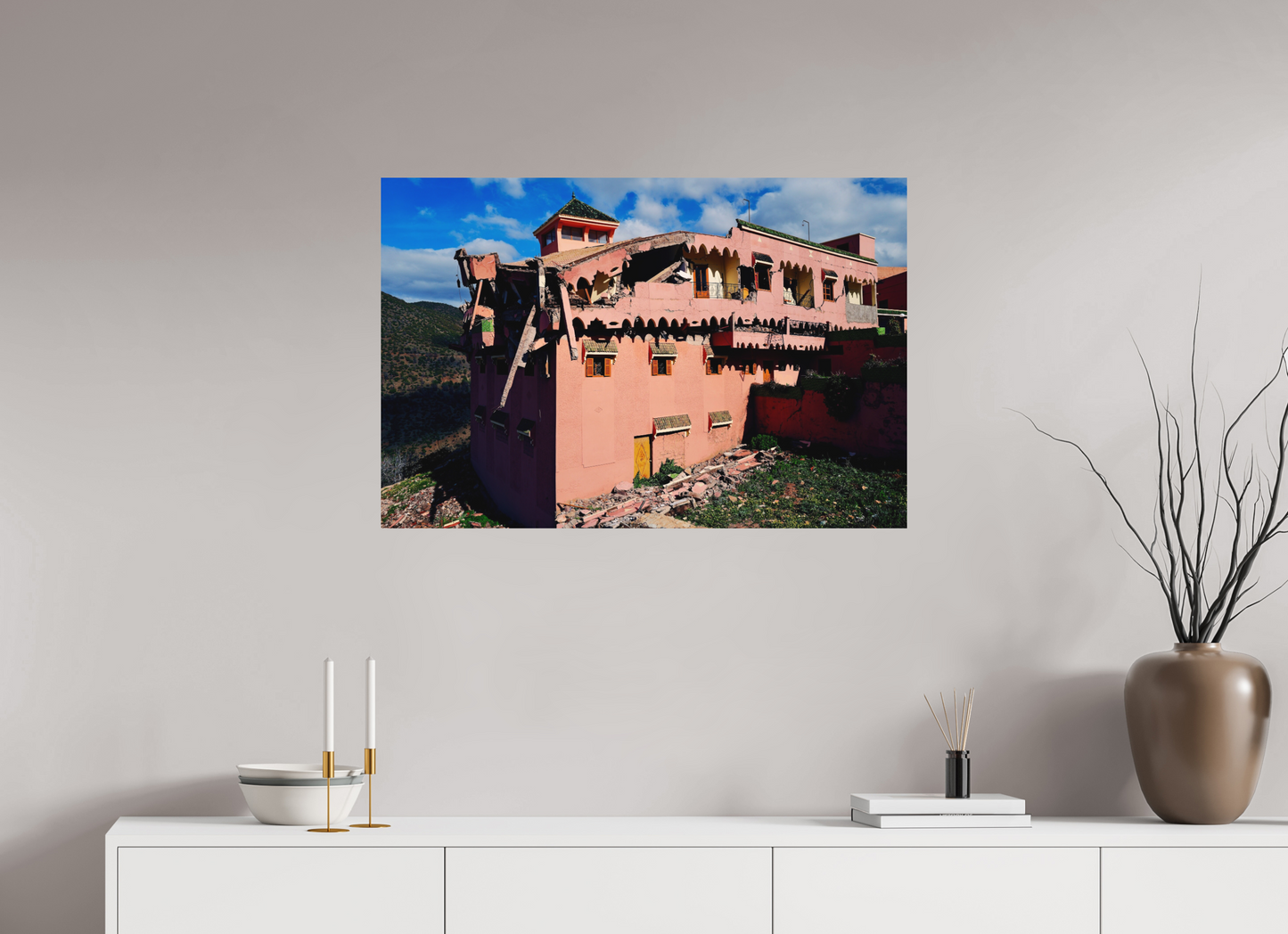 90 x 60 cm, Impression mate fine art sur alu dibond (prête à être accrochée) Earthquake (Maroc, Atlas)