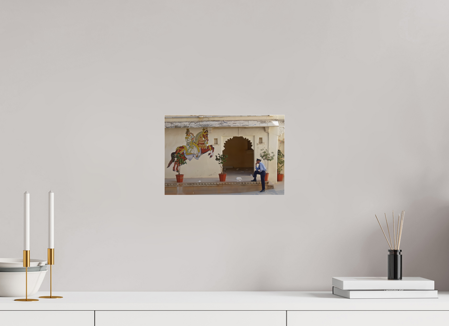 30 x 20 cm, Impression brillante fine art sur alu dibond (prête à être accrochée) Garde montée (Inde, Udaipur)