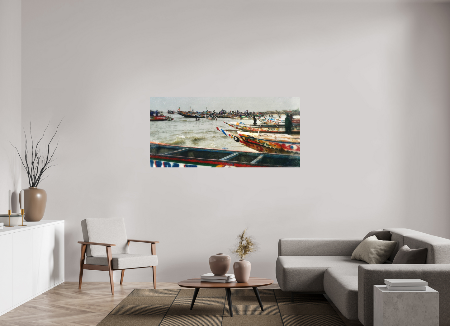 171,1 x 80 cm, Impression mate fine art sur alu dibond (prête à être accrochée) Barques d'espoir (Sénégal, MBour)