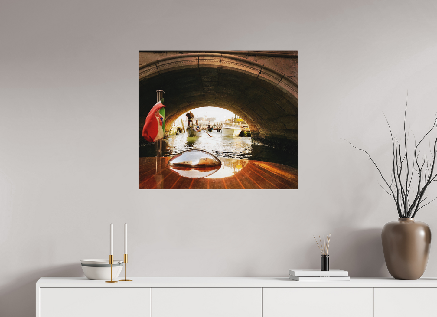 80,2 x 70 cm, Impression mate fine art sur alu dibond (prête à être accrochée) Échappée belle (Italie, Venise)