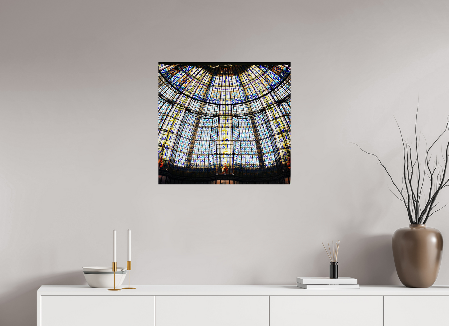 64,9 x 60 cm, Impression brillante fine art sur alu dibond (prête à être accrochée) Grammaire vitrée (France Paris)