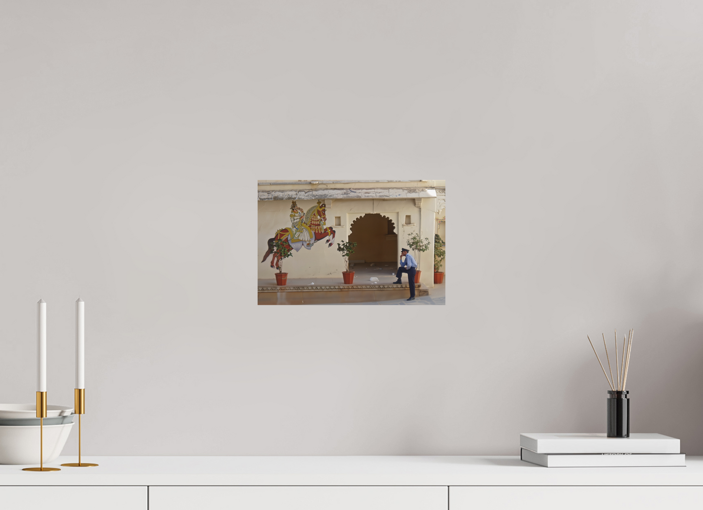 30 x 20 cm, Impression mate fine art sur alu dibond (prête à être accrochée) Garde montée (Inde, Udaipur)