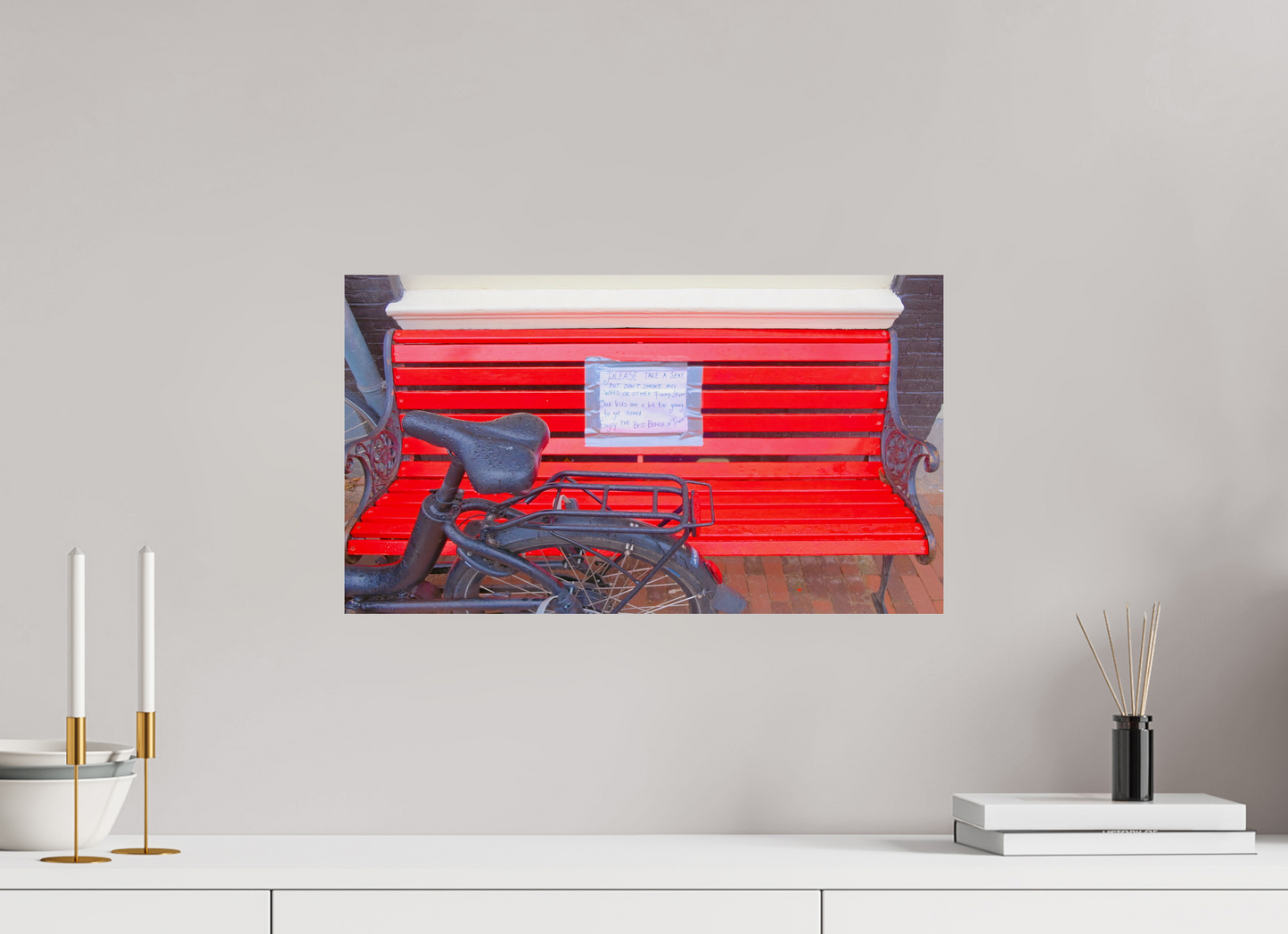 53 x 30 cm, Tirage brillant papier Fuji Crystal DP II (à encadrer) Banc Sous Surveillance (Pays Bas, Amsterdam)