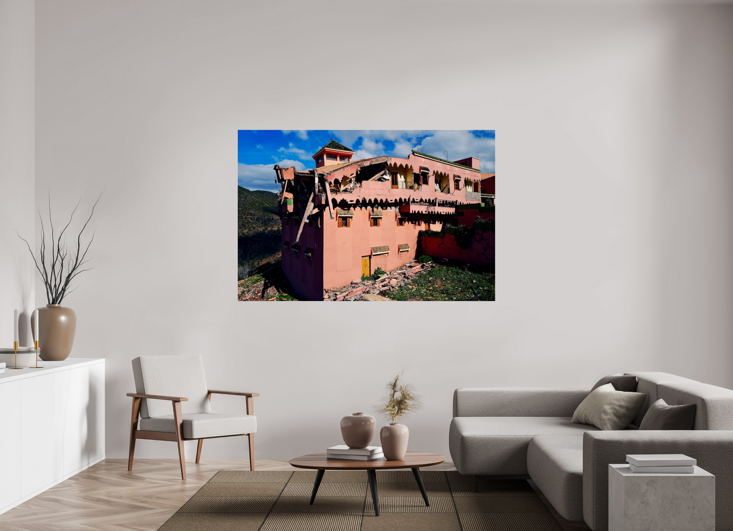 180 x 120 cm, Impression brillante fine art sur alu dibond (prête à être accrochée) Earthquake (Maroc, Atlas)