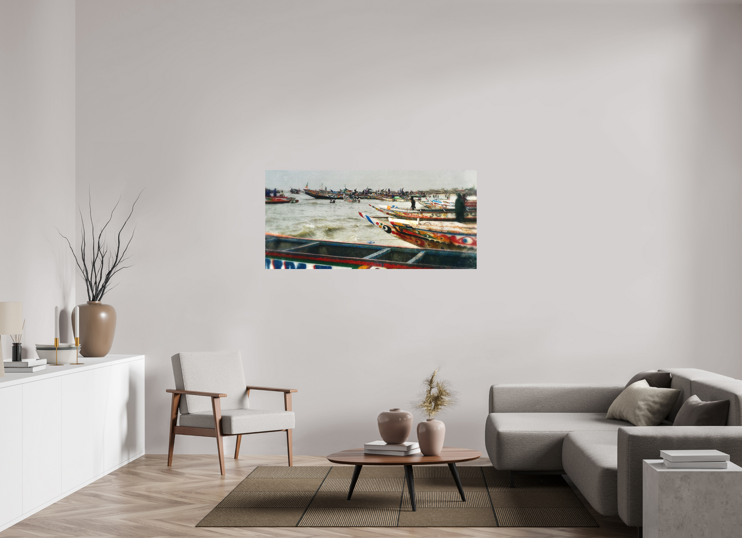 149,7 x 70 cm, Impression mate fine art sur alu dibond (prête à être accrochée) Barques d'espoir (Sénégal, MBour)