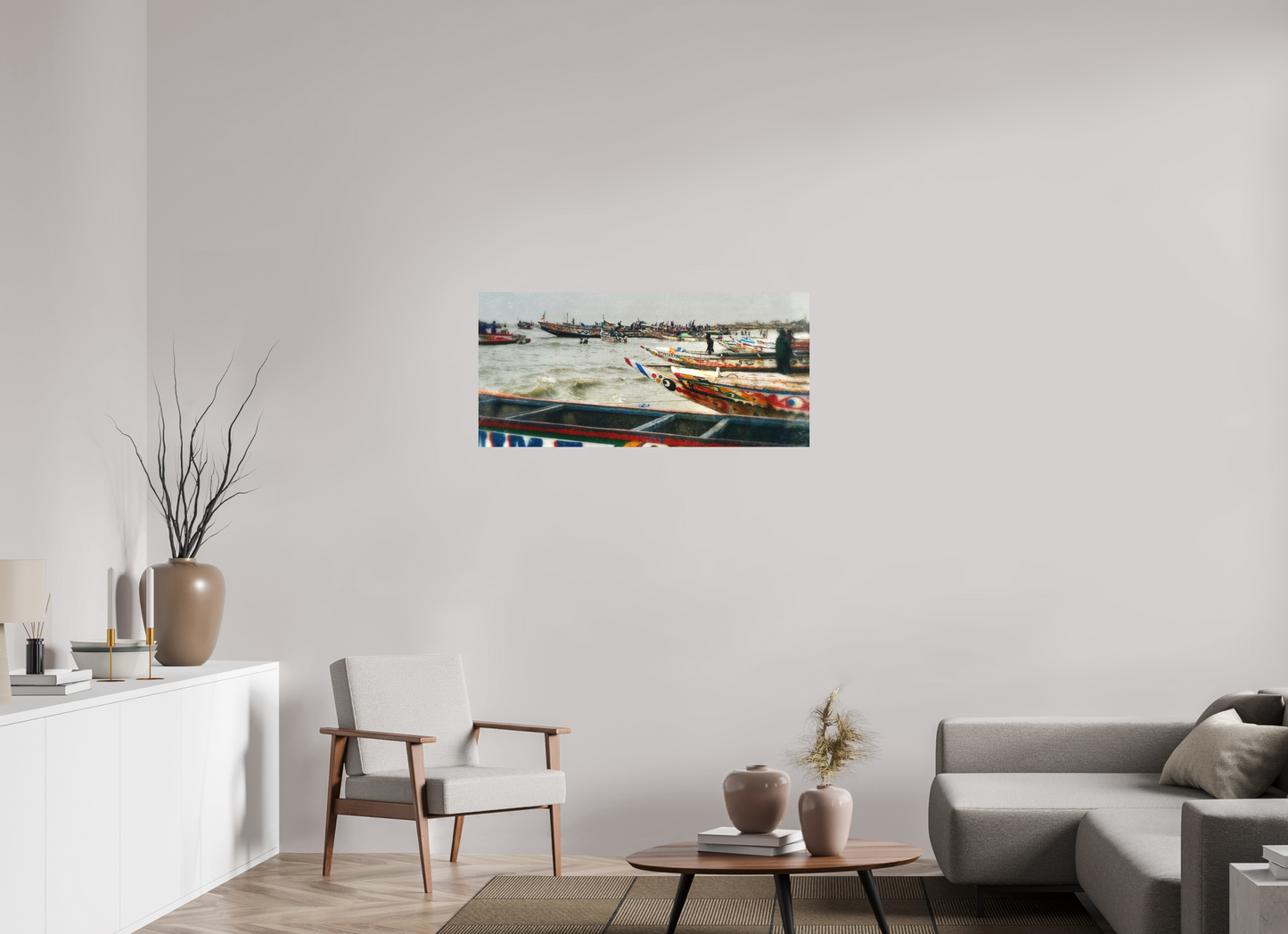 107 x 50 cm, Impression mate fine art sur alu dibond (prête à être accrochée) Barques d'espoir (Sénégal, MBour)