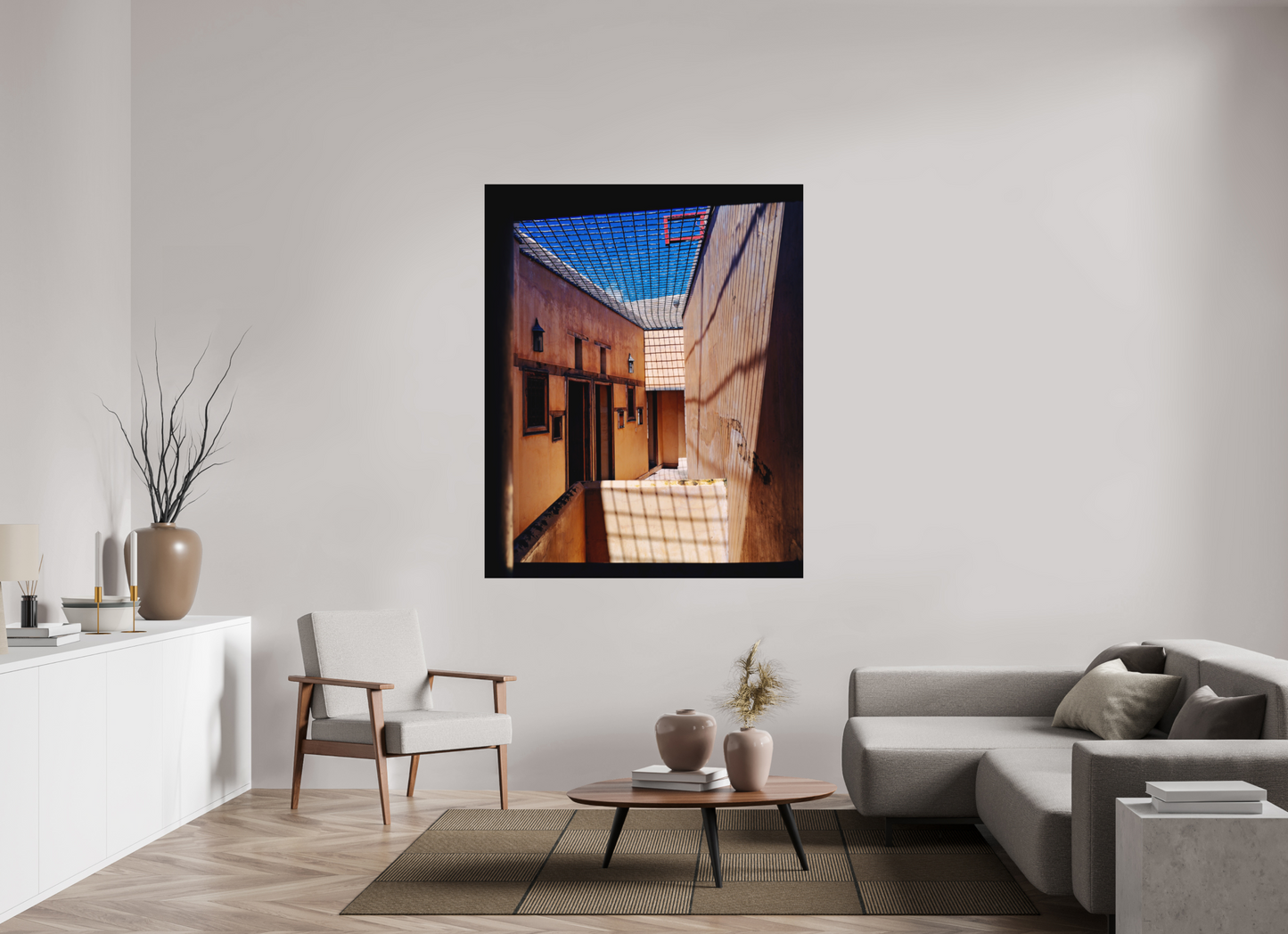 130 x 160,7 cm, Impression mate fine art sur alu dibond (prête à être accrochée) Lumière captive (Maroc, Fez)