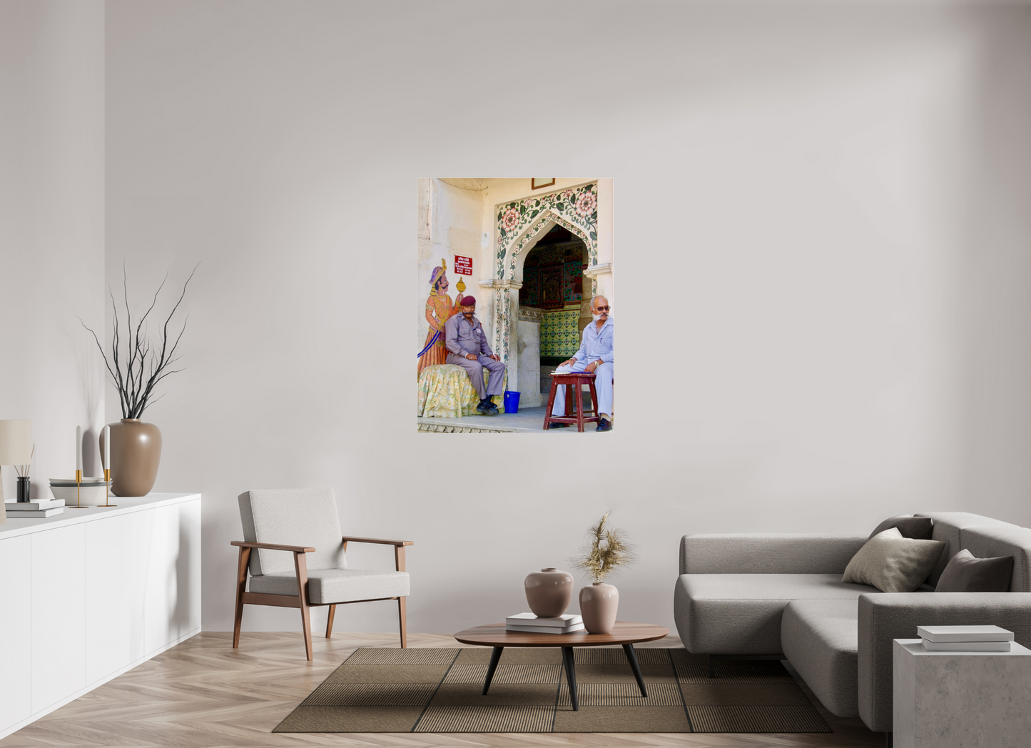 100 x 129,9 cm, Impression brillante fine art sur alu dibond (prête à être accrochée) Postures (Inde, Udaipur)